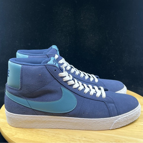 NIKE SB ZOOM BLAZER MID MIDNIGHT NAVY/NOISE AQUA SIZE MEN'S 11.5 [FD0731-400] - Picture 6 of 10